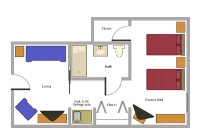 Preston Place Suites, assisted living in Kingsport, TN — Floor plan of a senior living suite layout