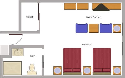 Preston Place Suites, assisted living in Kingsport, TN — Floor plan of a senior living apartment layout