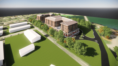 Aerial view of Sanders Ferry Assisted Living complex