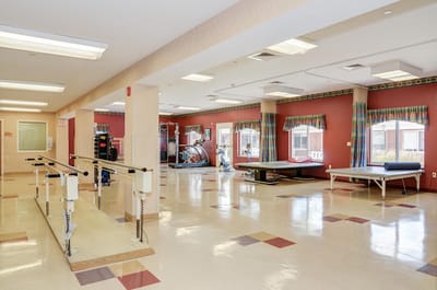Interior view of a therapy room with equipment