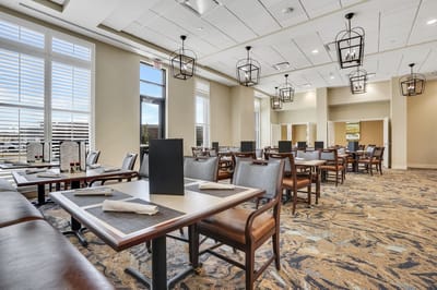 Modern dining room with tables and seating
