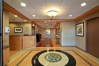 Well-lit lobby area with modern decor