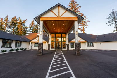 Exterior view of the Lacamas Heights Memory Care entrance
