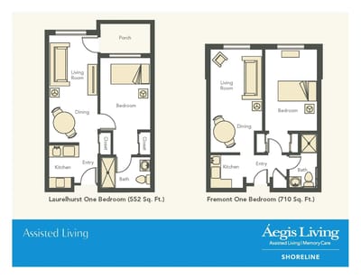 Architectural floor plan of two resident apartments