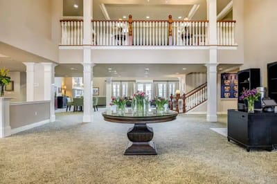 Bright and welcoming lobby area of the facility