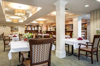 Elegant dining area with neatly set tables