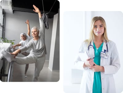 Residents participating in a gentle exercise class