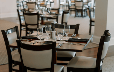 Set dining table in a modern dining room