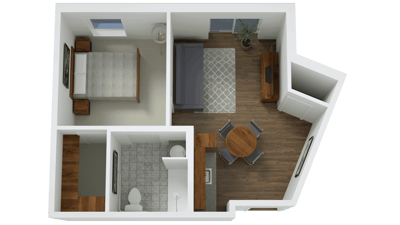 Floor plan of a two-bedroom apartment layout