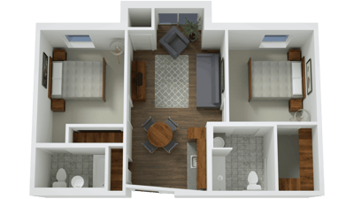 Floor plan of a shared resident room