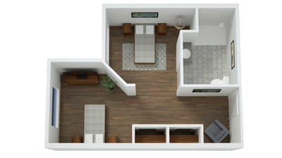Architectural floor plan of a resident unit