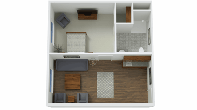 Architectural floor plan of a resident suite