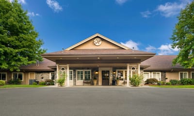 Entrance of Hampton Special Care facility with landscaping