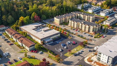Aerial view of Chuckanut Ridge Assisted Living facility and surroundings