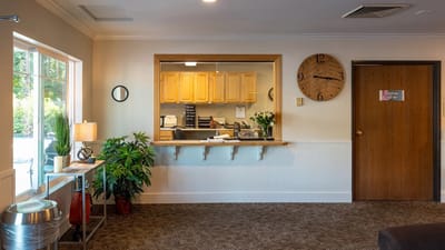 Interior view of the lobby area with reception desk