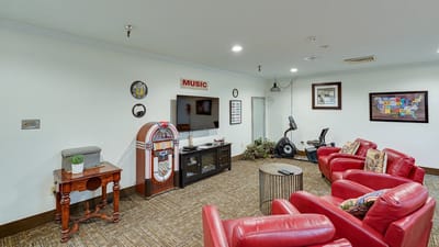 Common area with comfortable seating and entertainment options