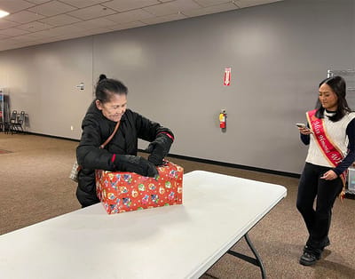 Resident participating in an activity at a common area