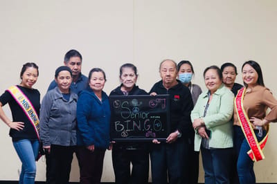 Residents participating in a bingo game
