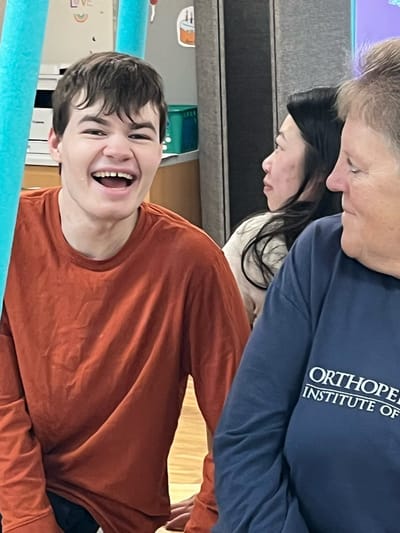 Residents interacting in an activity room
