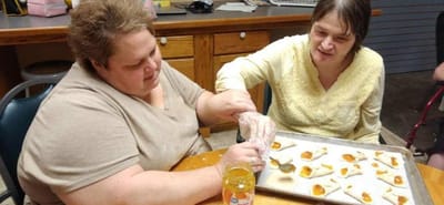 Residents engaging in a baking activity together