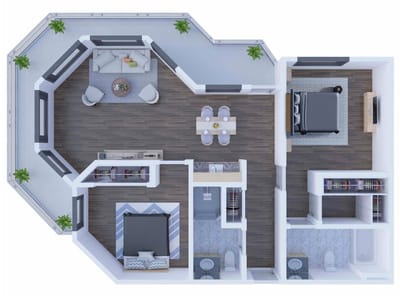 Architectural floor plan layout of a unit