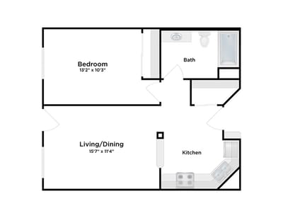 Architectural floor plan of a resident unit layout