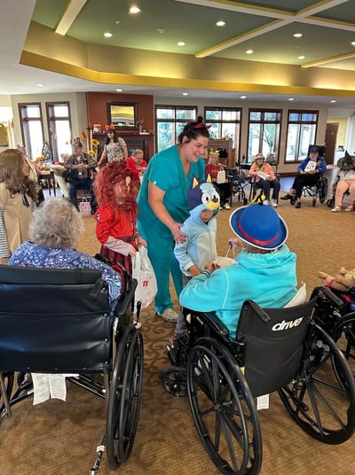 Residents enjoying an activity in a common area