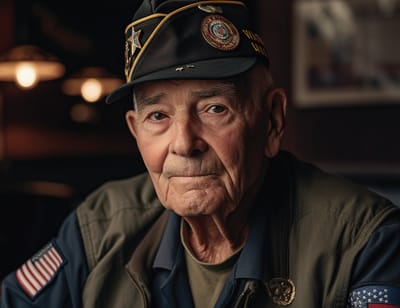 Portrait of an elderly veteran in a cap