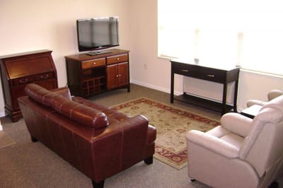 Cozy living area with furniture in a resident room