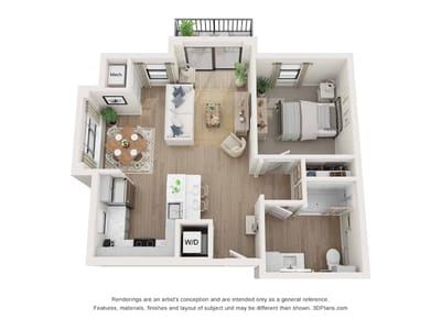 Architectural floor plan of a living unit