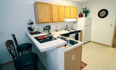 Interior view of a clean kitchen area