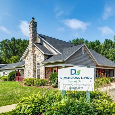 Exterior view of Dimensions Living facility with landscaping