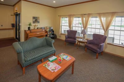 Cozy interior common area with seating and decor