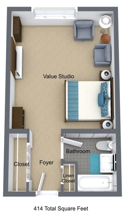 Floor plan of a value studio layout
