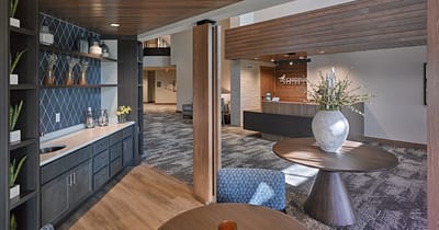 Modern reception area of a senior living facility