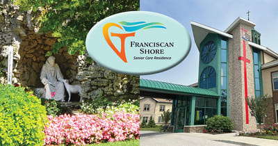 Exterior view of Franciscan Shore facility with signage