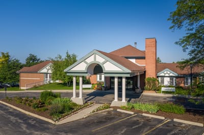 Exterior view of the facility's entrance and landscaping