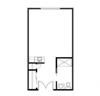 Architectural floor plan of a resident unit