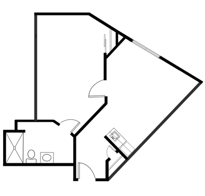Architectural floor plan of a resident unit