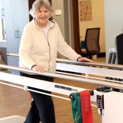 Senior resident participating in a rehabilitation activity