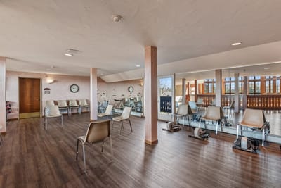 Interior of a fitness room with exercise equipment
