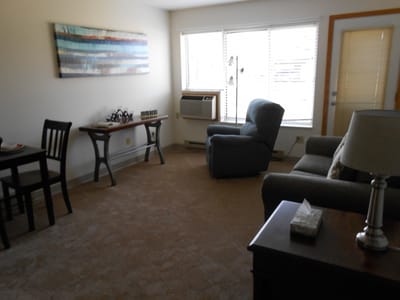Cozy interior living space in a senior facility