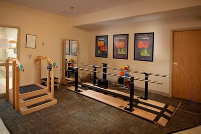 Interior rehabilitation area with bars and equipment