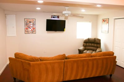 Cozy interior lounge with seating