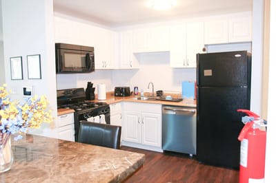 Modern kitchen space in an assisted living facility