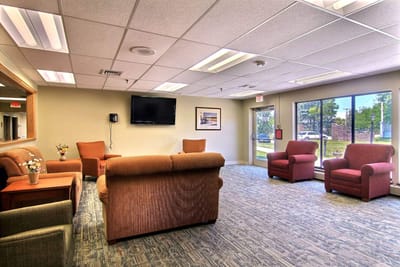 Common area with seating and natural light
