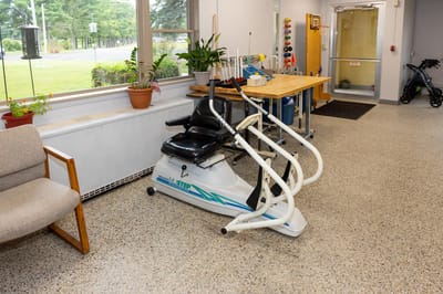 Exercise equipment in a facility interior