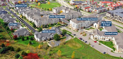 Aerial view of All Saints Assisted Living and Memory Care community
