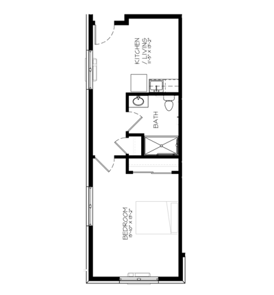 Architectural floor plan of a resident unit