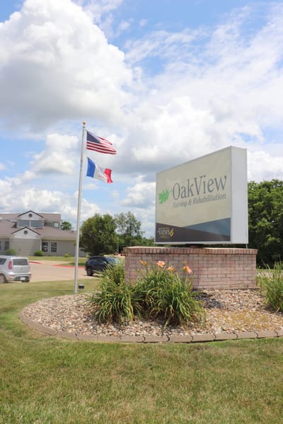 Exterior view of OakView Nursing & Rehabilitation sign